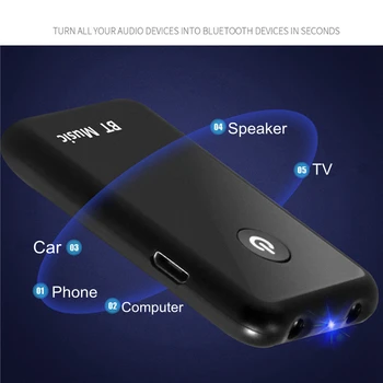 Bluetooth Prijímač Vysielač 4.2 Bezdrôtové Bluetooth Audio Prijímač, 3,5 mm Auto Aux Adaptér pre Auto TV Reproduktor, konektor pre Slúchadlá Adaptér