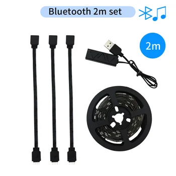 Bluetooth RGB LED Pásy Svetla USB 5V SMD5050 2M TV Podsvietenie Flexibilné Lampa s Hudbou Radiča APP Remote pre Obrazovke Deco