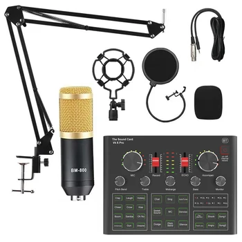 BM800 Mikrofón Kondenzátora PRO Audio Mixer Live Zvukové Karty, Bluetooth, USB 15 Režime Zvuku DSP Viaceré Zvukové Efekty 5.1 Kanálový