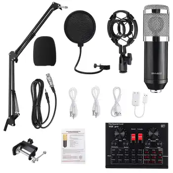 BM800 Pro Mikrofónu, zvukový Pult, Audio dj MIC Stand Kondenzátora USB Karaoke KTV Profesionálne Nahrávanie bluetooth S V8X zvukovú kartu