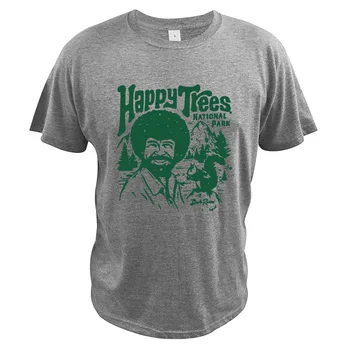 Bob Ross Maliar Šťastný Stromy T-Shirt Národný Park Vedenie Prírody Veverička Paródia Creat Dizajn, Digitálna Tlač, Grafické Tričko