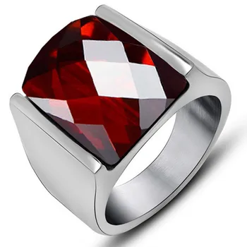 BOCAI titánové ocele, prstene pre mužov 2020 nové módne šperky granátové jablko krúžok červený drahokam krúžok človeka titánové ocele krúžok