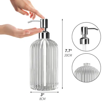 Body Wash-Mydlo Tekuté Sklo Sub-fľaša Transparentná 500 ml 18oz oz vysokej kvality veľké 18oz príručka mydla číre sklo T6