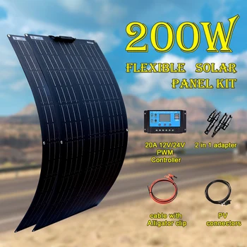 Boguang 2 ks 100 W solárny panel kit 200 watt Panneau solaire flexibilné, s regulátor pre 12V 24V batéria auto RV domov nabíjania