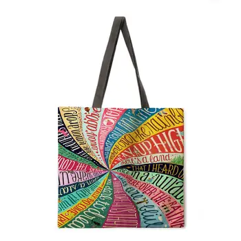 Boho štýl tote bag bielizeň textílie bežné tote bag skladacia nákupná taška opakovane plážová taška lady taška cez rameno