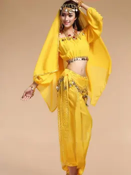 Bollywood Dance Kostýmy Indiánske Kostýmy Brušného Tanca Set Pre Ženy, Šifón Bollywood Orientale Brušného Tanca Kostým Sada Pre Ženy