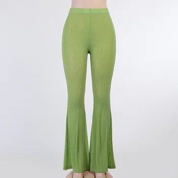 BOOFEENAA Y2k Oblečenie Zelená Zrastov Obličkového Nohavice Ženy Vysoký Pás Bell Dna Vintage Bežné Nohavice Jar Leto 2021 C76-BE20