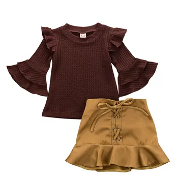 Boutique Dievča Oblečenie 2019 Novonarodené Dieťa, Dieťa Dievča, Dlhý Rukáv Topy T-shirt Krátke Mini Sukne 2 ks Oblečenia