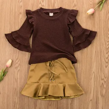 Boutique Dievča Oblečenie 2019 Novonarodené Dieťa, Dieťa Dievča, Dlhý Rukáv Topy T-shirt Krátke Mini Sukne 2 ks Oblečenia