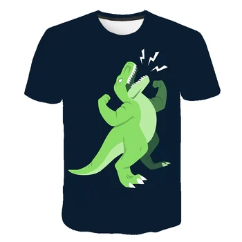 Boy xx 4-14 Y Letné Deti, dievčatá Cartoon Snehu roztomilý Dinosaurus 3D Tlač T-shirt Topy, Košele Tee chlapčeka oblečenie Krátky Rukáv