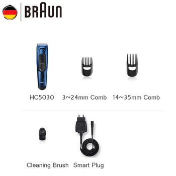 Braun HC5030 Hair Clipper s 2 Vyhradená Hrebene 17 Presné Nastavenie Dĺžky Plne Umývateľný Pamäť Bezpečnostný Blokovací Systém Dual Batérie
