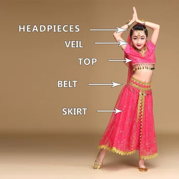 Brušný Tanec Deti Indiánske Kostýmy Deti Brušný Tanec Dievčat Indický Bollywood Výkon Handričkou