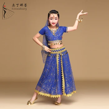 Brušný Tanec Deti Indiánske Kostýmy Deti Brušný Tanec Dievčat Indický Bollywood Výkon Handričkou