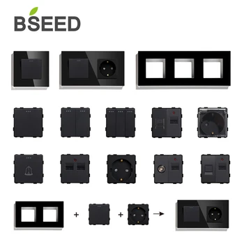 BSEED Nástenné svietidlo Prepne Sklenený Panel Časti Biely USB Zásuvky Funkčné Časti DIY EÚ CAT5 TV Zásuvky elektrickej Zásuvky Časti