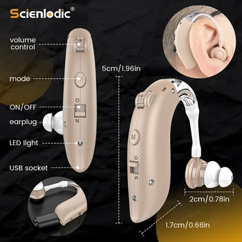 BTE Nabíjateľná sluchadla, Slúchadlové Zosilňovače Zvuku Načúvacie prístroje Nastaviteľné Zvuk Sluchu Zosilňovač pre Starších Strata Sluchu