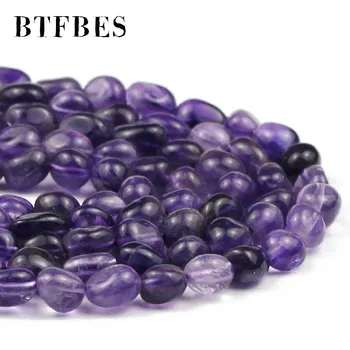 BTFBES Tmavo fialová, Prírodný krištáľ Nepravidelný Štrku Voľné Dištančné Korálky 5mm~7mm DIY Šperky náramok, takže Príslušenstvo Veľkoobchod