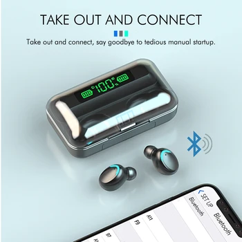 BTH-F9-5 Bluetooth 5.0 TWS Digitálny Displej Dotykový Binaural Headset Plnenie Skladu 50/3500mah Bezdrôtové Bluetooth Slúchadlá