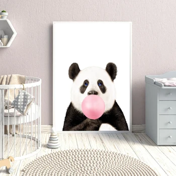 Bublina Žuvačky Panda Alpaky Koala Zvierat Plagáty Plátno Umelecké Maľovanie Na Stenu Umenie Škôlky Dekoratívne Obrázky Nordic Deti Dekor