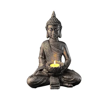 Budha S Tealight Držiteľ Dekoratívne Živice Sviečkový Čaj Svetlo Držiteľ Socha Domova Buddha Sviečkový
