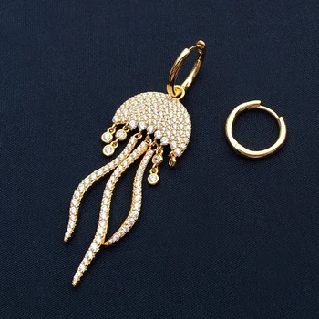 Bulharský náušnice S925 mincový striebro zlatožlté medúzy palmového lístia malé ryby hviezdice seahorse strapec náušnice žena