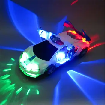 Bump & Go Elektrické Policajné Auto Živé Akčný Deformácie Hračka so Svetlami a Zvukmi