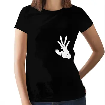 Bunny T-Shirt Králik Strane Tieň T Tričko Krátky Rukáv O Krk Ženy tričko 100 Bavlna Dámske Tričko Tričko