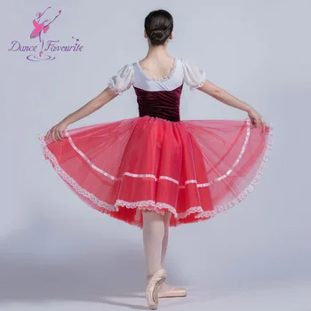 Burgundsko velvet top bodice Balet Kostýmy, Červené tyly so stuhou tutu Romantický Balet Tutu dievčatá a ženy balet tutu