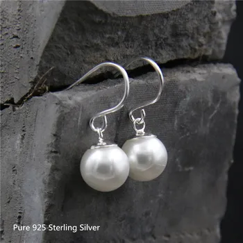 Buyee 925 Sterling Silver Pearl Náušnice Kvapka Ženy, Elegantné Jednoduché Sladkovodné Pearl Náušnice pre Ženy Hypoalergénne Šperky