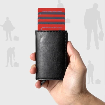 Bycobecy Ženy RFID Smart Peňaženka Red Módne PU Kožené Hliníkové Peniaze Taška Mužov Pop-Up Slim Peňaženky Pevné Mini Kabelku Dropshipping