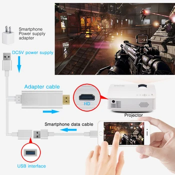 BYINTEK HDMI Kábel Projektora Playing Hra pre telefón, IOS systém Android, Smartphone, Tablet