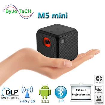 ByJoTeCH M5 Mini projektor Android Dual band WIFI bezdrôtovú synchronizáciu na obrazovke Bluetooth, 1080P domáceho kina batérie proyector