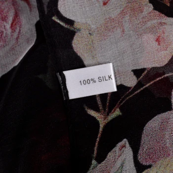 [BYSIFA] Black Roses Hodvábna Šatka Šatkou Ženy Jar Jeseň Kvetinový Dizajn Dlhej Šatky 2018 Novú Značku, Šatku Foulard 180*110 cm