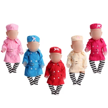 Bábiky oblečenie 43 cm baby doll Navy štýl šaty, oblek 5 farieb fit 18-palcové Dievča, bábiky, príslušenstvo 46-f51