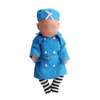 Bábiky oblečenie 43 cm baby doll Navy štýl šaty, oblek 5 farieb fit 18-palcové Dievča, bábiky, príslušenstvo 46-f51