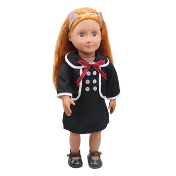 Bábiky oblečenie British školskú uniformu pre dievčatá čierne šaty hračka príslušenstvo fit 18-palcové Dievča bábiku a 43 cm bábiky baby c259