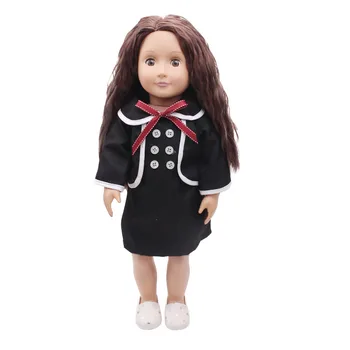 Bábiky oblečenie British školskú uniformu pre dievčatá čierne šaty hračka príslušenstvo fit 18-palcové Dievča bábiku a 43 cm bábiky baby c259