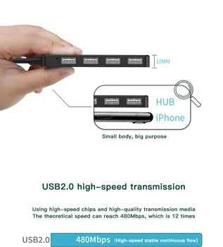 CABLETIME ROZBOČOVAČ USB Synchronizácia dát, Rýchly Prenos USB2.0 Hub Adaptér pre Notebook PC Matebook Povrchu Pro USB Flash Disk B6