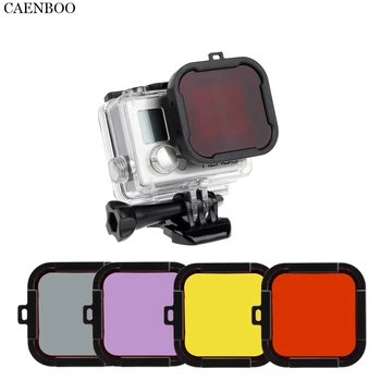 CAENBOO Akcia Fotoaparát Filter Farby Vonkajšie Potápanie Pre Gopro Hero 3+Plus/4 Vodotesné púzdro Prípade Podvodné Príslušenstvo 4pcs