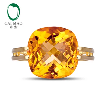 CaiMao 10KT/417 Žlté Zlato verzie 6.41 ct Prírodné Citrine Zásnubný Prsteň, Šperky