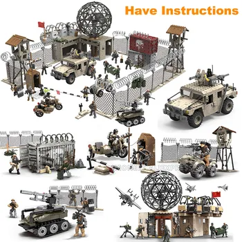 Call of Duty Vojenských operácií Radarovej Základne Humvee Vojakov Zbraň Stavebné Bloky Fit WW2 Mega Bloks Construx MiniFigures