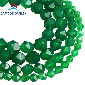 CAMDOE DANLEN Prírodný Kameň Veľký Tvárou Zelená Agates Kolo Voľné Korálky 6 8 10 MM Uchytenie Diy Korálky, Ručne vyrábané Pre Šperky, Takže Časť
