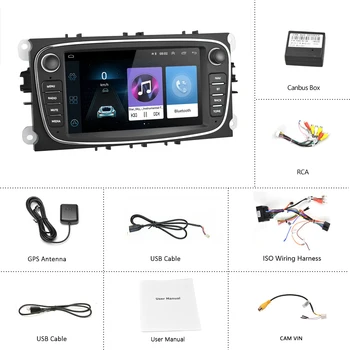 Camecho Android 8.1 2 Din autorádia GPS Multimediálny Prehrávač Pre Ford Focus 2 Mk2 EXI MT 3, S-Max, Mondeo, Galaxy II Kuga C-Max ŽIADNE DVD