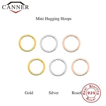 CANNER 925 Sterling Silver Jednoduchý Mini Piercing Chrupavky Hoop Náušnice pre Ženy Náušnice Earings Jemné Šperky pendientes