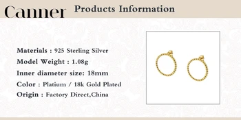 Canner 925 Sterling Silver Stud Náušnice Pre Ženy Kolo Kruhu Okrúhle Ploché Earing Minimalistický Kórejský Piercing Šperkov W4
