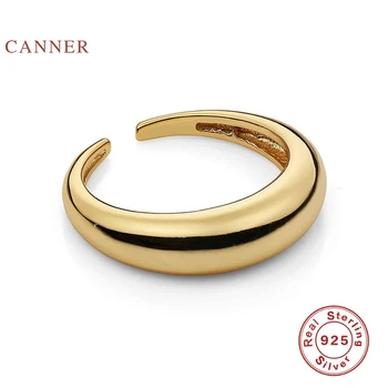 CANNER Designer Hand-Made Twist Hladký Tvár Krúžok S925 Mincový Striebro Luxusne Jemné Šperky Krúžok Pre Ženy, Svadobné Bague Bijoux