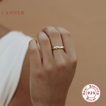 CANNER Designer Hand-Made Twist Hladký Tvár Krúžok S925 Mincový Striebro Luxusne Jemné Šperky Krúžok Pre Ženy, Svadobné Bague Bijoux