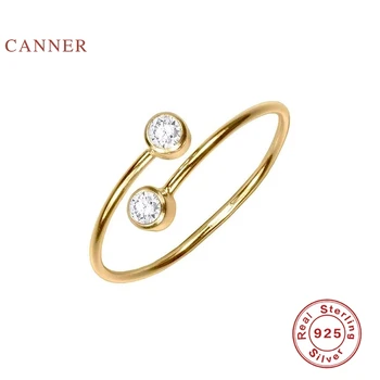 CANNER Dvojité Vyvŕtajte Otvor Krúžok 925 Sterling Silver Anillos Zlaté Prstene Pre Ženy, Luxusné Jemné Šperky, Snubné Prstene Bijoux