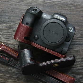 Canon EOS R5 Fotoaparát Prípade Taška R6 Ochranné puzdro pravej Kože Polovice vymeriavacieho Základu Zvládnuť Ručné Cowhide Mieste