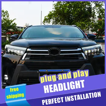 Car Style LED svetlomety pre Toyota Highlander 18-19 Highlander čelová lampa LED DRL Objektív Dvojitý Lúč HID H7 Xenon bi xenon