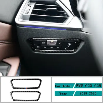 Carbon Fiber Auto Doplnky Interiéru predné svetlo Prepnúť Tlačidlo Krytu Výbava Nálepky Na BMW G20 G28 350li 330D 335 2019 2020